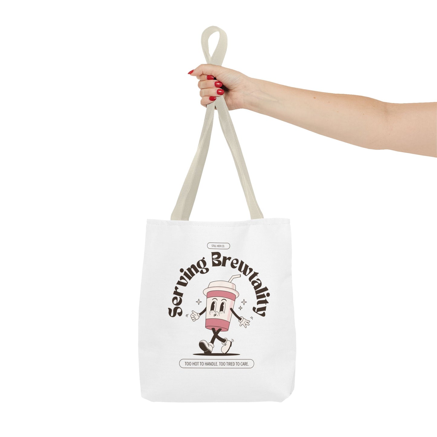 Serving Brewtality Tote Bag - Your new favorite catch-all for chaos, caffeine, and everything in between.