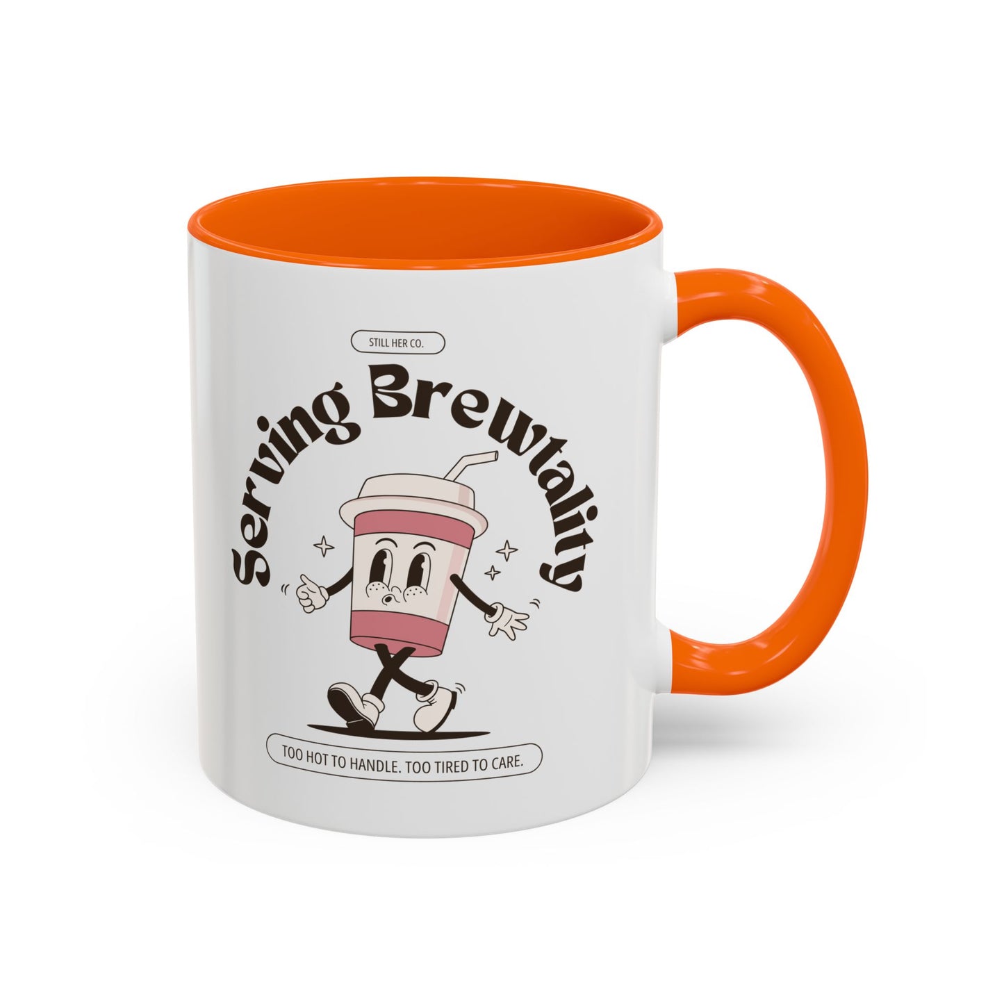 Serving Brewtality Coffee Mug - Fun Ceramic Cup for Coffee Lovers, Creative Gift, Office Humor, Unique Drinking Mug, 11oz size
