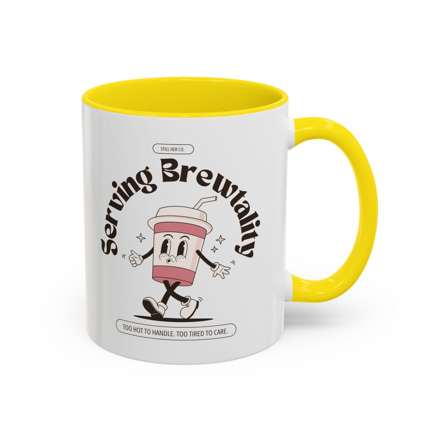 Serving Brewtality Coffee Mug - Fun Ceramic Cup for Coffee Lovers, Creative Gift, Office Humor, Unique Drinking Mug, 11oz size