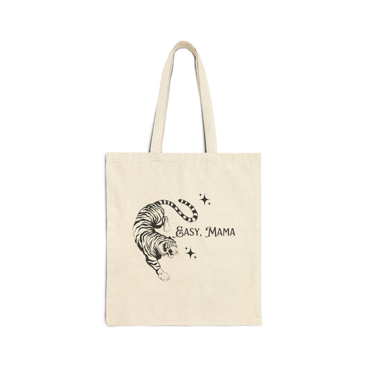 Boho Tiger Tote Bag, Easy Mama Tote, Eco-Friendly Shopping Bag, Cute Gift for Moms, Stylish Grocery Tote, Artful Canvas Bag