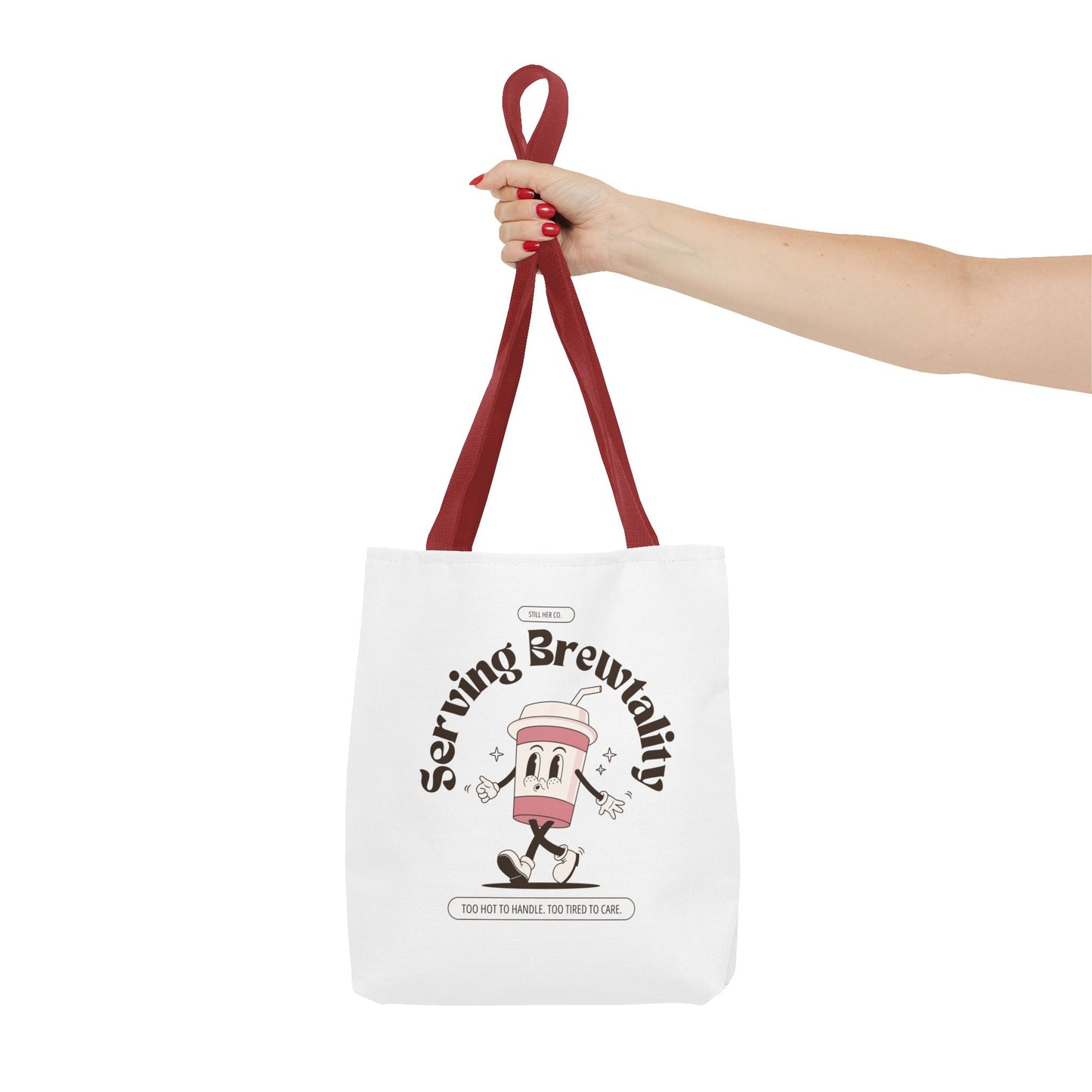 Serving Brewtality Tote Bag - Your new favorite catch-all for chaos, caffeine, and everything in between.