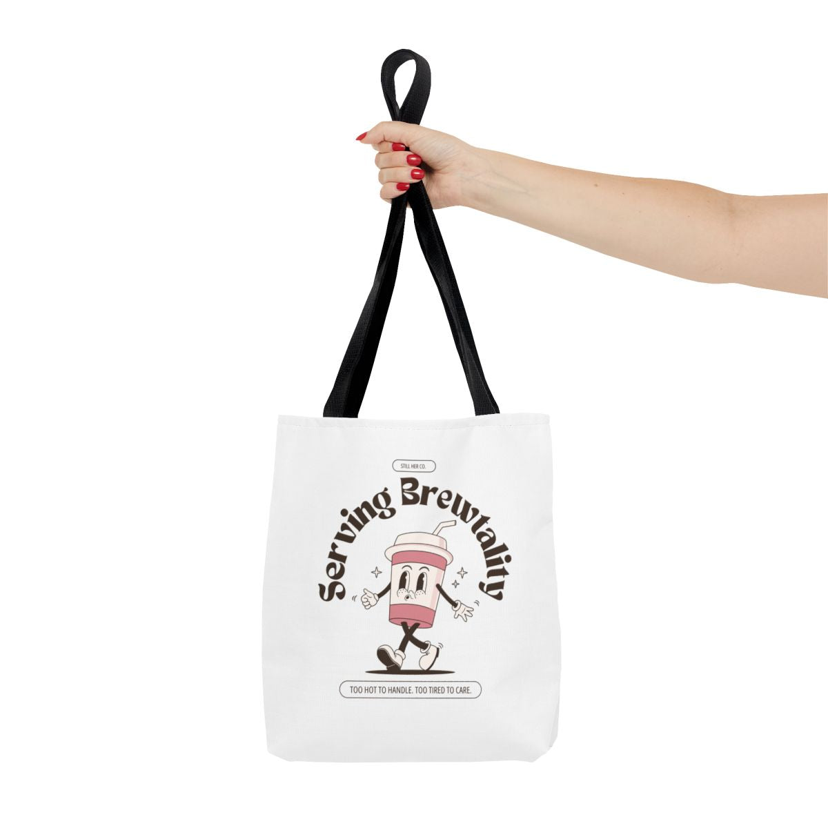 Serving Brewtality Tote Bag - Your new favorite catch-all for chaos, caffeine, and everything in between.