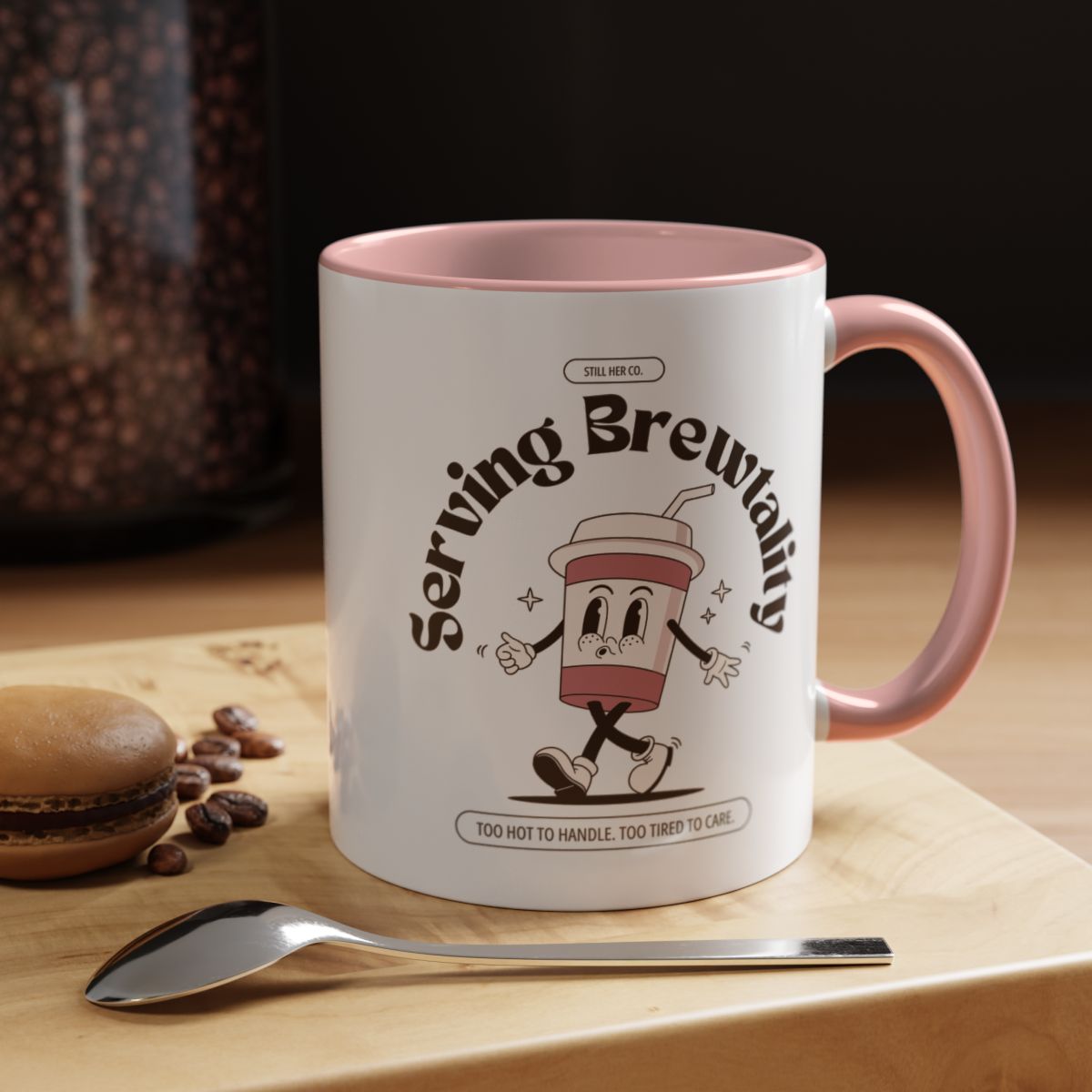 Serving Brewtality Coffee Mug - Fun Ceramic Cup for Coffee Lovers, Creative Gift, Office Humor, Unique Drinking Mug, 11oz size
