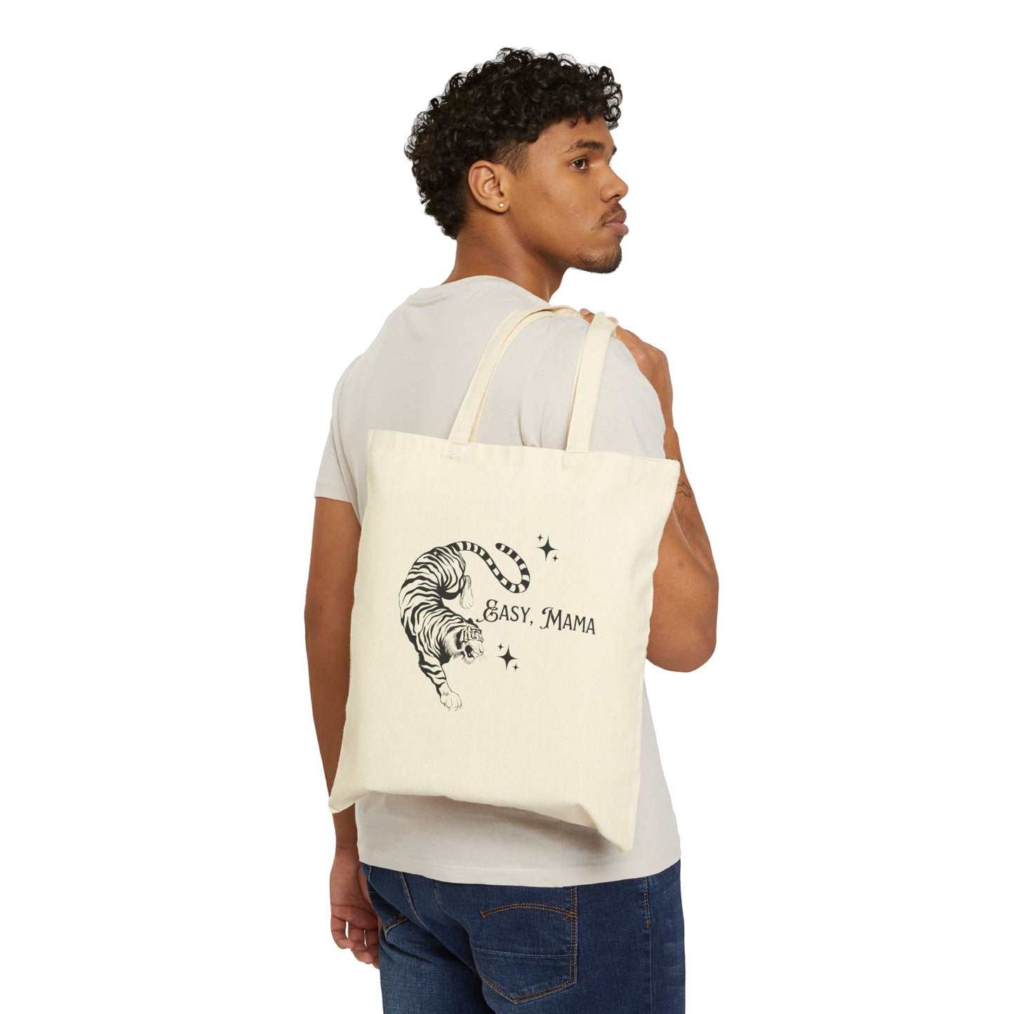 Boho Tiger Tote Bag, Easy Mama Tote, Eco-Friendly Shopping Bag, Cute Gift for Moms, Stylish Grocery Tote, Artful Canvas Bag