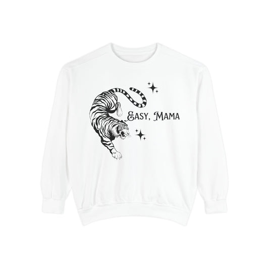 Easy Mama Tiger Sweatshirt, Cozy Unisex Apparel for Moms, Gift for New Moms, Trendy Pullover, Casual Wear, Birthday Gift