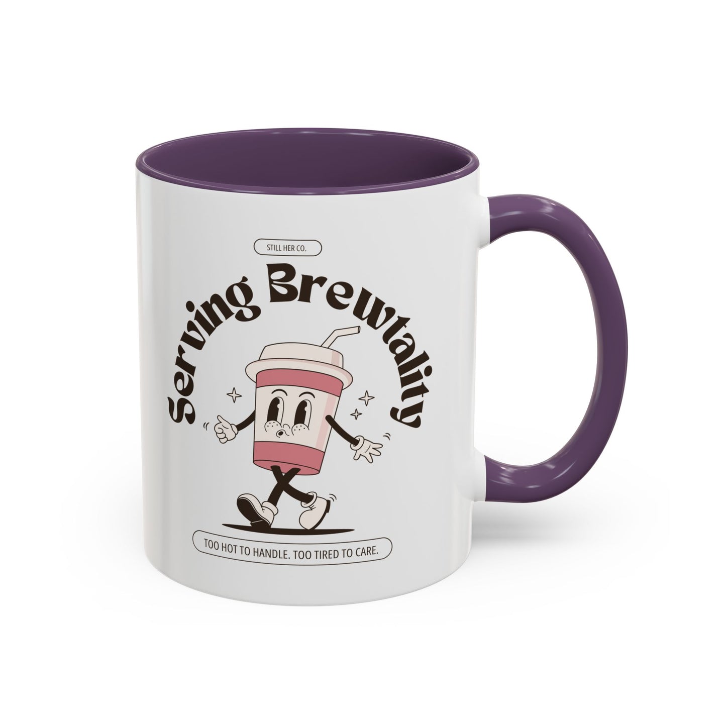 Serving Brewtality Coffee Mug - Fun Ceramic Cup for Coffee Lovers, Creative Gift, Office Humor, Unique Drinking Mug, 11oz size