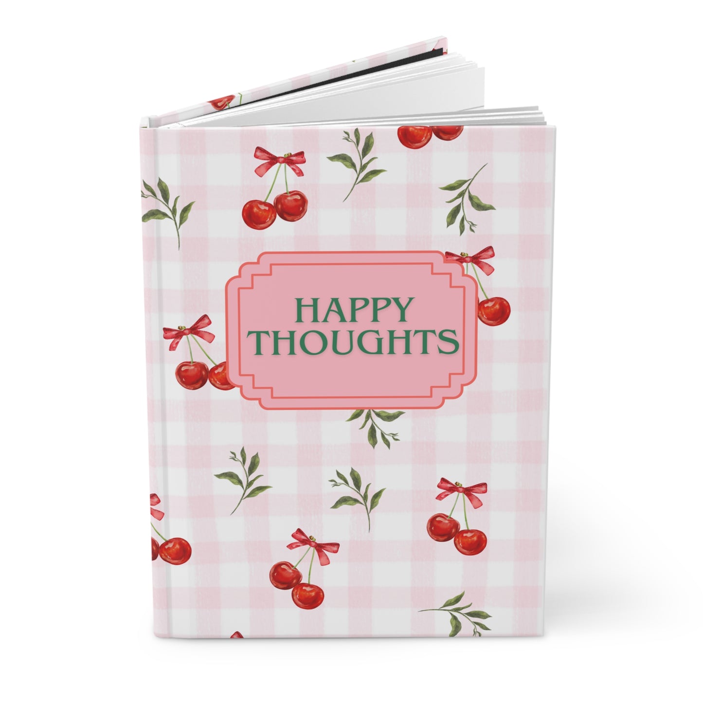 Cherry Blossom Hardcover Journal | Happy Thoughts Notebook for Girls, Stationery Gift, Cute Planner, Journaling, Self-Care